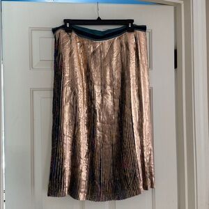 Maeve Black and Brown Pleated Midi Skirt